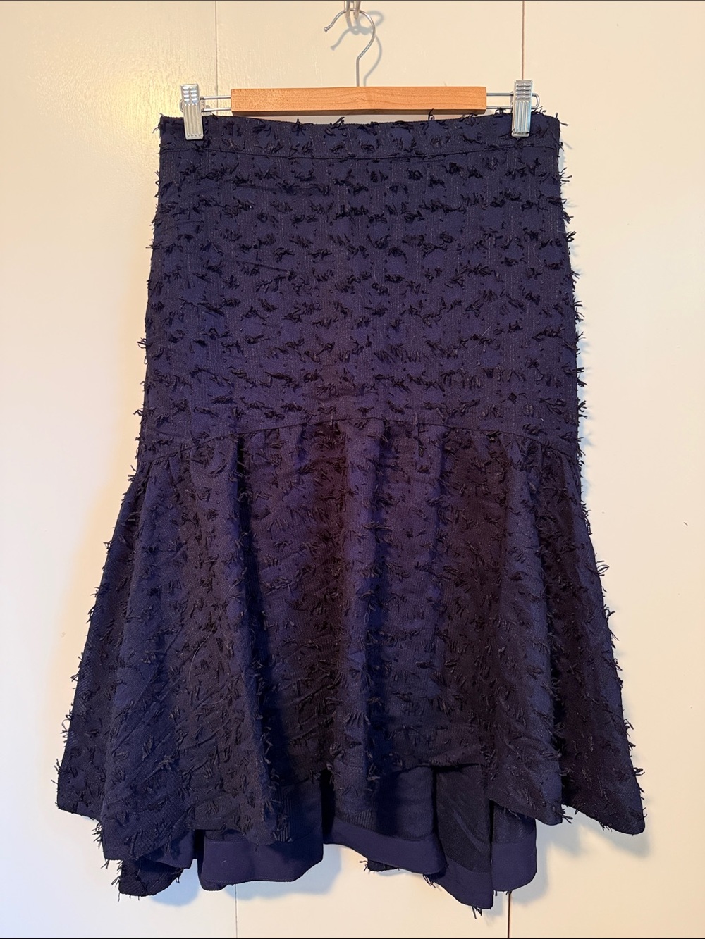 NWT Maeve Navy Textured Midi Skirt M Festive Evening Business Office Flowy
